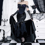 Women's Gothic Directional Design Halter 2024 New Dark Gothic Wrap Fishtail Skirt