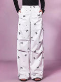 Dodobye White High Waist Pants Women Y2k Causal Loose Bows Pattern Korean Style Wide Leg Trousers Hip Hop Fashion Street Bottoms