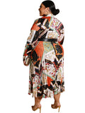 Dodobye Plus Size African Clothes Women Summer Maxi Dress Vintage Belt Print Long Sleeve Dresses Boubou Oversize Femme Vestidos