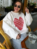 Black Friday Dodobye Autumn Heart Knitted Sweater For Women Niche Loose Pullovers Long Sleeve Female Fashion Contrast Color Sweater Casual