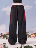 Dodobye Women Wide Leg High Waist Pants Hip Hop Baggy Goth Hippie Side Stripe Casual Sweatpants Y2K Kpop Jogging Sports Trousers