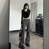 Dodobye- Solid Elastic Drawstring Long Bell-Bottomed Flares Pants 2024 Y2K Wholesale Casual Streetwear Daily Women Clothing