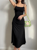 Dodobye  Fashion Strappy Ruched  Black Dress Irregular Elegant Backless Long Dress Party Summer Dresses Women 2024 Clothes