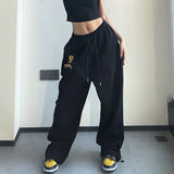 Dodobye-MEXZT Y2K Joggers Sweatpants Women Streetwear Oversize Print Jogging Wide Leg Pants Hip Hop Baggy Casual Black Sports Trousers