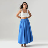 Dodobye Women Bubble Long Skirts Y2k Flowy Swing A Line Maxi Skirts Cute Ruffle Pleated Midi Skirts Summer Balloon Skirts Streetwear