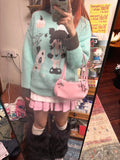 Black Friday Dodobye Kawaii Anime Print Sweater for Women Cutecore Green Knitted Pullover Japan Style Long Sleeve Oversized Winter Clothes