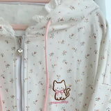 Dodobye Sweet Cute Cat Embroidery Floral Hoodie Jackets 2024 New Loose Cardigan Coat Women Y2k E-Girl Long Sleeve Zipper Tops Mujer