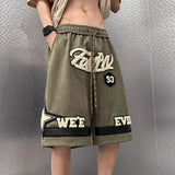 Dodobye American New Fashion Suede Embroidered Letter Flocking Shorts Men Y2K Harajuku Korean Version Baggy Joker Leisure Sports Pants