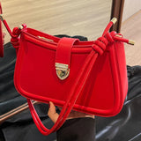 Dodobye New Red Single Shoulder Bag for Women Classic Flap Design Small Underarm Bags Lady Daily Out Casual Handbag Purses