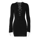 Dodobye Long Sleeve Solid Knited Solid Mini Hollow Out Bodycon Women'S Dresses Y2K Wholesale New Party Club Casual Clothing