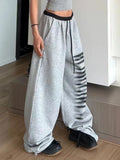 Dodobye Y2k Grey Wide Leg Pants Women Hip Hop Baggy Patchwork Sweatpants Sexy Girl Loose Casual Summer Fashion Track Trousers