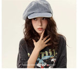 Dodobye Autumn Girls England stylish beret cap Women's elegant denim cotton berets hats Artist painter hats gorros