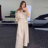 Dodobye 2 Piece Sets Women Outfits Coat Wide Leg Pants Suit Pocket Single Breasted Turndown Collar Jacket Loose Trousers Casual Ensemble