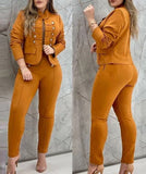 Dodobye Autumn Women's Long Pants Set 2024 Temperament Commuting Double Breasted Long Sleeved Jacket Elegant High Waisted Long Pants Set