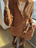 Dodobye Retro Brown Women Lapel Pockets Shirt Coats Fashion Long Sleeve Single Breasted Loose Jacket 2024 Casual Lady Autumn Streetwear