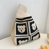 Dodobye Knot Wrist Bag Simple Weave Tote Bag Knitted Bag Handbag Shopping Bags Travel Japanese Bucket Student Shopping Handbags