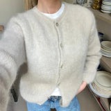 Dodobye Fall Spring Solid Color Casual Knitwear Jacket Coat Cardigan Outfit Women Button Up Long Sleeve Kintted Sweater Vintage Y2K Tops