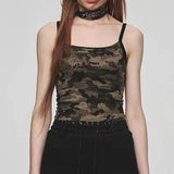 Dodobye American Vintage Camouflage Vest for Women 2024 Summer New Slim Fit Tank Top Y2k E-Girl Sexy Off Shoulder Camisole Tops