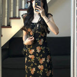 Dodobye Korean Style Fashion Women Chiffon Dress Elegant Tighten The Waist 2024 Spring Summer New Dress Vintage Sling Fashion Dress