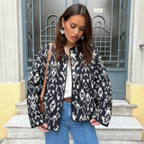 Dodobye 2024 Spring New Women's Fashion and Elegance Short and Versatile Printed Quilted Round Face Jacket Coat