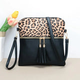 Dodobye Casual Leopard Pattern Crossbody Bags For Women, Vintage Style Double Tassel Shoulder Bag For Daily Used Gift