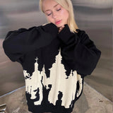 Dodobye Hip Hop Men Women Streetwear Vintage Halloween EMO Harajuku Knitted Sweater winter Pullover Loose Retro  y2k gothic sweater top