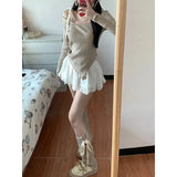 Dodobye-Set female 2024 Harajuku sense strapless asymmetric one-shoulder knitted bottoming shirt top half-body skirt spring new