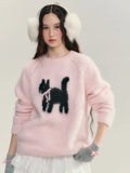 Black Friday Dodobye Y2k Pink Cat Knitted Pullovers Bow Kitty Graphic Raglan Sleeve Ribbed Sweater Women Sweet Girl Cutecore Winter Clothes