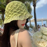 Dodobye Hollow Straw Weave Bucket Hats For Women Spring Summer Travel Sunshade Hat Fishermen Cap For Lady Panama Outdoor Basin Cap Gorro