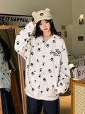 Black Friday Dodobye Y2k Cartoon Printed Zip Up Hoodies Women Kawaii Long Sleeve Oversized Sweatshirt Japanese Style Cutecore Girl Clothing