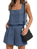 Dodobye Linen Square Neckline Sleeveless Top and Shorts Set