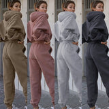 Dodobye Women Sports Two Piece Sets Hoodie Trousers Solid Color Hooded Pants Outfits Sweatshirt Suit 2024 Autumn Winter Tracksuit