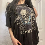 Dodobye Punk Harajuku Grunge Short Sleeve Loose Tees E-girl Gothic Skulls Graphic Print T-shirt Y2K Aesthetic Vintage Pullovers Tops