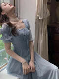 Dodobye Korean Elegant Princess Evening Party Dress French Court Style Big Hem Robe Midi Dresses for Women Summer Bandage Beach Vestidos