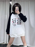 Black Friday Dodobye Kawaii Panda Print Hoodies Women Anime Long Sleeve Sweatshirt Female US(Origin) Style Oversized Streetwear Cutecore Clothes