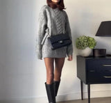 Dodobye Elegant Two Piece Set for Woman Lazy Autumn Casual Knitted Women's Long Sleeved Hoodie Short Skirt Versatile Woolen Skirt Set