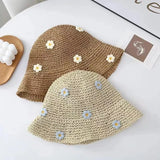 Dodobye Ladies Summer Beach Sun Protection Fresh Little Flowers Fisherman Hat Sweet Lovely Casual Floral Bucket Straw Hat