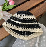 Dodobye Hollow Straw Weave Bucket Hats For Women Spring Summer Travel Sunshade Hat Fishermen Cap For Lady Panama Outdoor Basin Cap Gorro