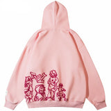 Dodobye Y2k Mens Womens Streetwear Pink Hoodie Sweatshirt Funny Cartoon Graphic Hoodie Autumn Harajuku Anime Hip Hop Hooded Pullover