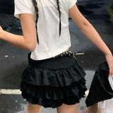 Dodobye Japanese Kawaii Lolita Mini Skirts Women Retro Low Waist Ruffle Tiered Skirts Sweet Girls Summer Harajuku y2k Aesthetic Skirts