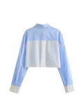 Dodobye Sky Blue Striped Crop Shirt and Boxer Shorts Set