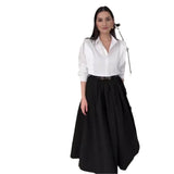 Dodobye Two Piece Skirt Set Women Shirts Turndown Collar Blouses Long Skirts Solid Colour Suit Temperament Sets Office Lady Outfits