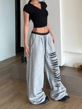 Dodobye Y2k Grey Wide Leg Pants Women Hip Hop Baggy Patchwork Sweatpants Sexy Girl Loose Casual Summer Fashion Track Trousers