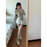 Dodobye-Set female 2024 Harajuku sense strapless asymmetric one-shoulder knitted bottoming shirt top half-body skirt spring new