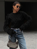 Black Friday Dodobye Splice Tassel Short Knitted Top Female Solid Slim Fit Long Sleeves Fashion Pullover Sweater Women's Autumn Winter Casual