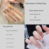 Dodobye White Wearable Mid Length Long Length Butterfly Nail Stickers