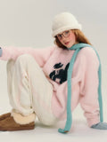 Black Friday Dodobye Y2k Pink Cat Knitted Pullovers Bow Kitty Graphic Raglan Sleeve Ribbed Sweater Women Sweet Girl Cutecore Winter Clothes