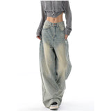 Dodobye-American Vintage Y2K Wide Leg High Waist Straight Jeans Pants Women's Casual Baggy Grunge Streetwear Style Denim Trouser