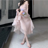 Dodobye Korean Style Elegant Hot Girl Fashion Dress Tighten The Waist 2024 Spring Summer New Fashion Dress Sweet Lovely Princess Dress