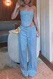 Dodobye Sequins Denim Sleeveless Two-Piece Set